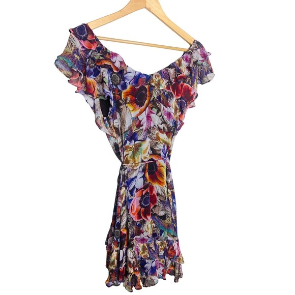 COPY - Anthropologie Wrap Dress Size M Floral Mini Ruffled Purple Bohemian Flow… - Picture 2 of 12